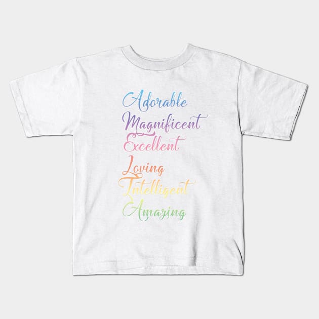 Gifts for AMELIA ~ Adorable, Magnificent, Excellent, Loving... [ND#6C1V1] Kids T-Shirt by DesignBySMYRNA